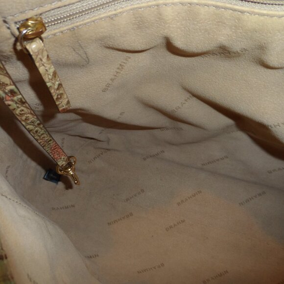 Brahmin “Katie” Pastel Multi-Color Melbourne Croc-Embossed Leather Shoulder Bag - Picture 15 of 16